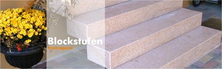 Bolzentreppe  Blockstufen Trittstufen  aus Granit auf Wunsch mit Geländer und Montage